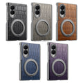 Heavy-duty magnetic PU leather phone case with double hinges and full protection for Samsung Z Fold 8, with metal ring stand
